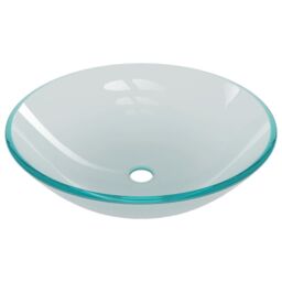 Berkfield Home Bathroom Sink with Tap & Push Drain Frosted Tempered Glass in Black - thumbnail 6