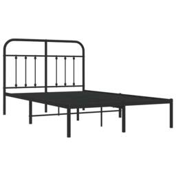 Berkfield Home Metal Bed Frame with Headboard Black 120x200 cm - Size: Small Double