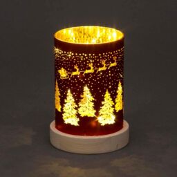 Shatchi 16cm Christmas Decorated Vase Table Santa Sleigh Scene Red - thumbnail 3