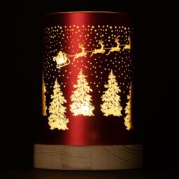 Shatchi 16cm Christmas Decorated Vase Table Santa Sleigh Scene Red - thumbnail 5