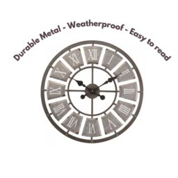 Marco Paul 60cm Roman Numerals Stone Outdoor Clocks for The Garden in Light Stone - thumbnail 5