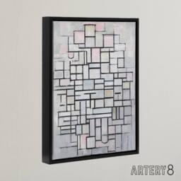 "Artery8 Composition No IV Abstract Mondrian Black Framed Canvas Wall Art in Grey - Size: W12"" x H16""" - thumbnail 2