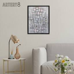 "Artery8 Composition No IV Abstract Mondrian Black Framed Canvas Wall Art in Grey - Size: W12"" x H16""" - thumbnail 3