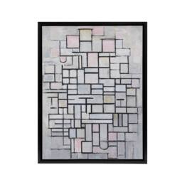 "Artery8 Composition No IV Abstract Mondrian Black Framed Canvas Wall Art in Grey - Size: W12"" x H16""" - thumbnail 1