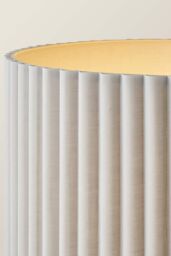 ValueLights Lenny Drum Lamp Shade Colour Drench Ribbed Full Fabric Midi Floor Lamp in Stone - thumbnail 4