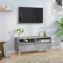 Berkfield Home TV Cabinet Concrete Grey 100x34.5x44.5 cm Engineered Wood - thumbnail 2