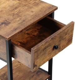 KORVIXA Industrial Rustic Wooden Sofa Side End Table in Brown - Size: 0.6m2 - thumbnail 3