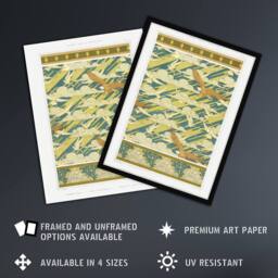 "Artery8 Eagles Doves Seashell Patterns Vintage Framed Wall Art Print Verneuil in Green - Size: W12"" x H16""" - thumbnail 2
