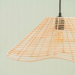 ValueLights Harlow Natural Wavy Rattan Pendant Ceiling Lamp Light Shade & 4w LED - thumbnail 3