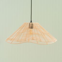 ValueLights Harlow Natural Wavy Rattan Pendant Ceiling Lamp Light Shade & 4w LED - thumbnail 2