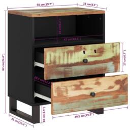 Berkfield Home Green Bedside Cabinet 50x33x62cm Solid Wood Reclaimed&Engineered Wood - Size: 50 x 33 x 62 cm - thumbnail 8