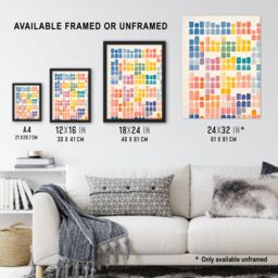 "Artery8 Pastel Abstract Geometric Calming Artwork Watercolour Minimalist Art Print Framed Poster Wall Decor in Black - Size: W12"" x H16""" - thumbnail 3