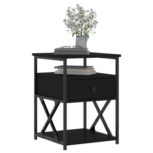 Berkfield Home Durable Bedside Cabinets 2 pcs Black 40x42x55 cm Engineered Wood - Size: 40 x 42 x 55 cm - image 1