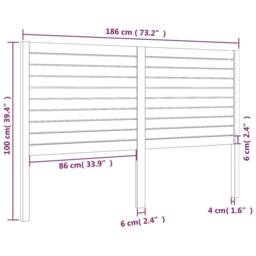 Berkfield Home Beautiful Bed Headboard White 186x4x100 cm Solid Wood Pine - Size: 186 x 4 x 100 cm - thumbnail 6