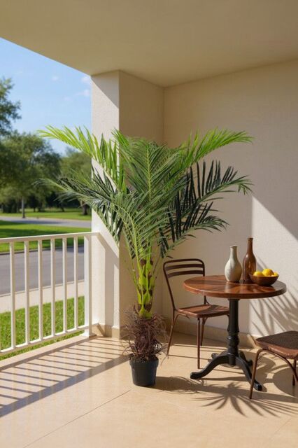 1.8m Artificial Indoor Outdoor Decor Areca Palm Tree in Black Plastic Pot in Green