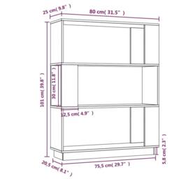 Berkfield Home Book Cabinet/Room Divider 80x25x101 cm Solid Wood Pine in Light Tan - Size: 80 x 25 x 101 cm - thumbnail 8