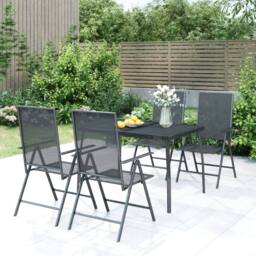 Berkfield Home Beautiful 5 Piece Garden Dining Set Anthracite Steel in Black - thumbnail 2