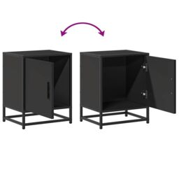 Berkfield Home Bedside Cabinet Black 40x31x50 cm Engineered Wood & Metal - Size: 40 x 31 x 50 cm - thumbnail 9