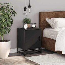 Berkfield Home Bedside Cabinet Black 40x31x50 cm Engineered Wood & Metal - Size: 40 x 31 x 50 cm - thumbnail 3