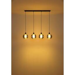Netlighting Ulf Bar Pendant Ceiling Light Matt Black Ball Smoke Glass Shade 4x E27 - thumbnail 5