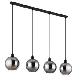 Netlighting Ulf Bar Pendant Ceiling Light Matt Black Ball Smoke Glass Shade 4x E27 - thumbnail 2