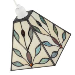 Happy Homewares Square Tiffany Glass Pendant Light Shade with Emerald Green Leaves - thumbnail 6