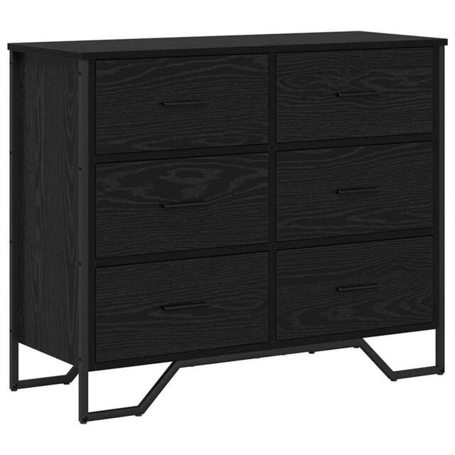 Berkfield Home Chest of Drawers Black Oak 91x35.5x74.5 cm Engineered Wood - image 1