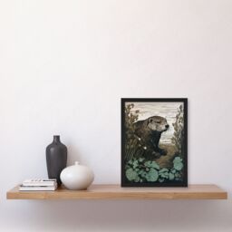 Artery8 Otters Landing By George Sinclair Vintage Botanical Earthy Aesthetic River Artwork Framed Wall Art Print A4 in Black - thumbnail 4