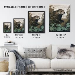 Artery8 Otters Landing By George Sinclair Vintage Botanical Earthy Aesthetic River Artwork Framed Wall Art Print A4 in Black - thumbnail 3