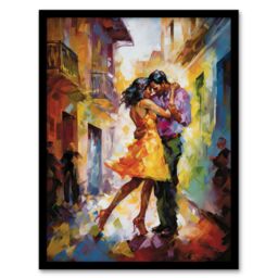 Artery8 Wall Art Print Salsa Latin Street Dance Colourful Dancing Painting Rhythm Body Energy Theatre Arts Artwork Art Framed - Size: A4 - thumbnail 1