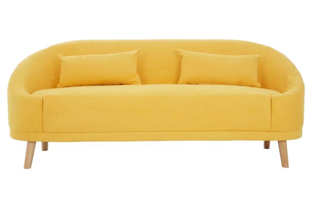 Orsina Comfortable Linen Sofa, Contemporary Seater Sofa For Livingroom, Stylish Mid Century Sofa For Bedroom in Yellow