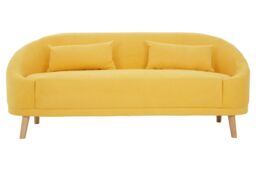 Orsina Comfortable Linen Sofa, Contemporary Seater Sofa For Livingroom, Stylish Mid Century Sofa For Bedroom in Yellow - thumbnail 1