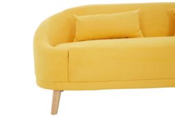 Orsina Comfortable Linen Sofa, Contemporary Seater Sofa For Livingroom, Stylish Mid Century Sofa For Bedroom in Yellow - thumbnail 2