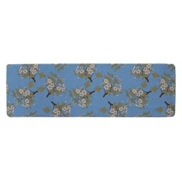Benjamin Tate Design Orchid Branches On Blue Runner Rug in Natural - Size: 67 cm x 230 cm - thumbnail 1
