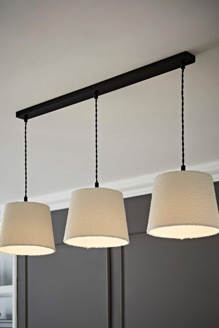 ValueLights Rory Tapered Boucle Lamp Shade 3 Drop Bar Ceiling Diner Pendant Light in Cream