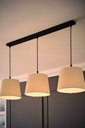 ValueLights Rory Tapered Boucle Lamp Shade 3 Drop Bar Ceiling Diner Pendant Light in Cream - thumbnail 2