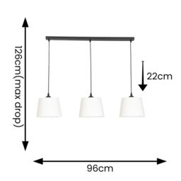 ValueLights Rory Tapered Boucle Lamp Shade 3 Drop Bar Ceiling Diner Pendant Light in Cream - thumbnail 7