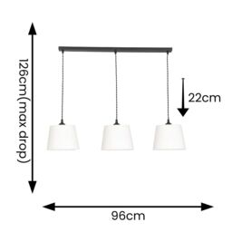 ValueLights Rory Tapered Boucle Lamp Shade 3 Drop Bar Ceiling Diner Pendant Light in Cream - thumbnail 8