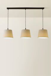 ValueLights Rory Tapered Boucle Lamp Shade 3 Drop Bar Ceiling Diner Pendant Light in Cream - thumbnail 3