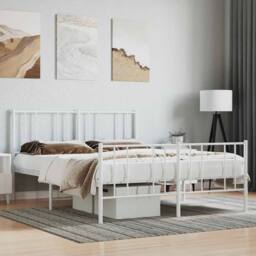 Berkfield Home Metal Bed Frame with Headboard & Footboard White 160x200 cm - thumbnail 2