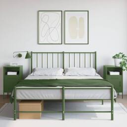 Berkfield Home Bedside Cabinets 2 pcs Olive Green 36x39x68 cm Steel - Size: 36 x 39 x 68 cm - thumbnail 2