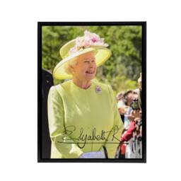 "Artery8 Queen Elizabeth II Signature Framed Canvas Wall Art Print in Green - Size: W24"" x H32""" - thumbnail 1