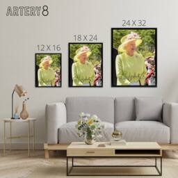 "Artery8 Queen Elizabeth II Signature Framed Canvas Wall Art Print in Green - Size: W24"" x H32""" - thumbnail 4