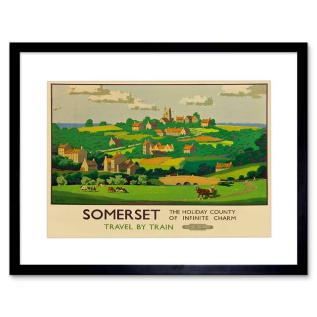 "Artery8 Travel Rail Train Somerset County Village Rural 12x16"" Framed Art in Green - Size: W12"" x H16""" - image 1