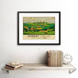 "Artery8 Travel Rail Train Somerset County Village Rural 12x16"" Framed Art in Green - Size: W12"" x H16""" - thumbnail 2