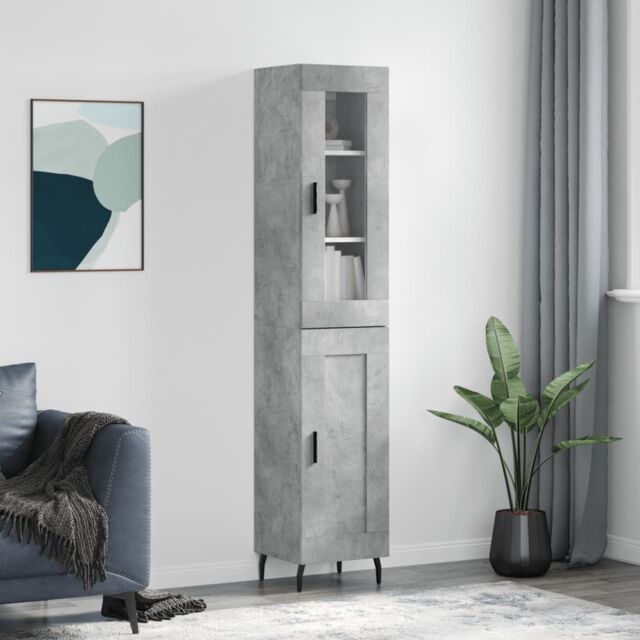 Berkfield Home Highboard Concrete Grey 34.5x34x180 cm Engineered Wood - image 1