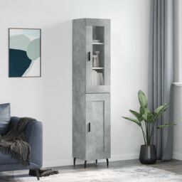 Berkfield Home Highboard Concrete Grey 34.5x34x180 cm Engineered Wood - thumbnail 1