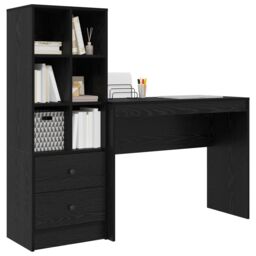 Berkfield Home Desk with Storage Black Oak Engineered Wood - thumbnail 3