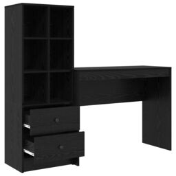 Berkfield Home Desk with Storage Black Oak Engineered Wood - thumbnail 6