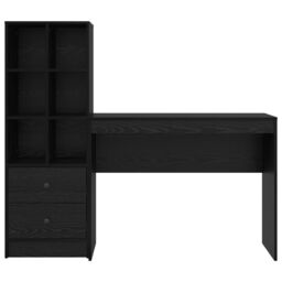 Berkfield Home Desk with Storage Black Oak Engineered Wood - thumbnail 7